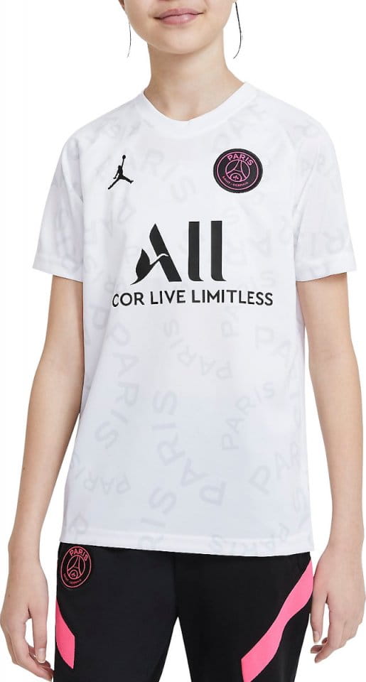 Dětské předzápasové fotbalové tričko s krátkým rukávem Jordan Paris Saint-Germain