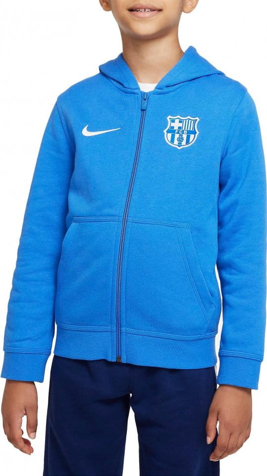 Flísová mikina s kapucí a zipem po celé délce pro větší děti Nike FC Barcelona